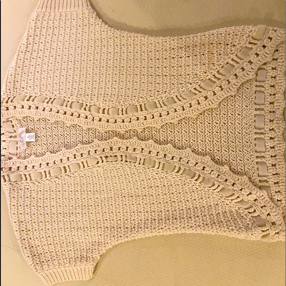 Short Sleeve Ivory Knit Sweater